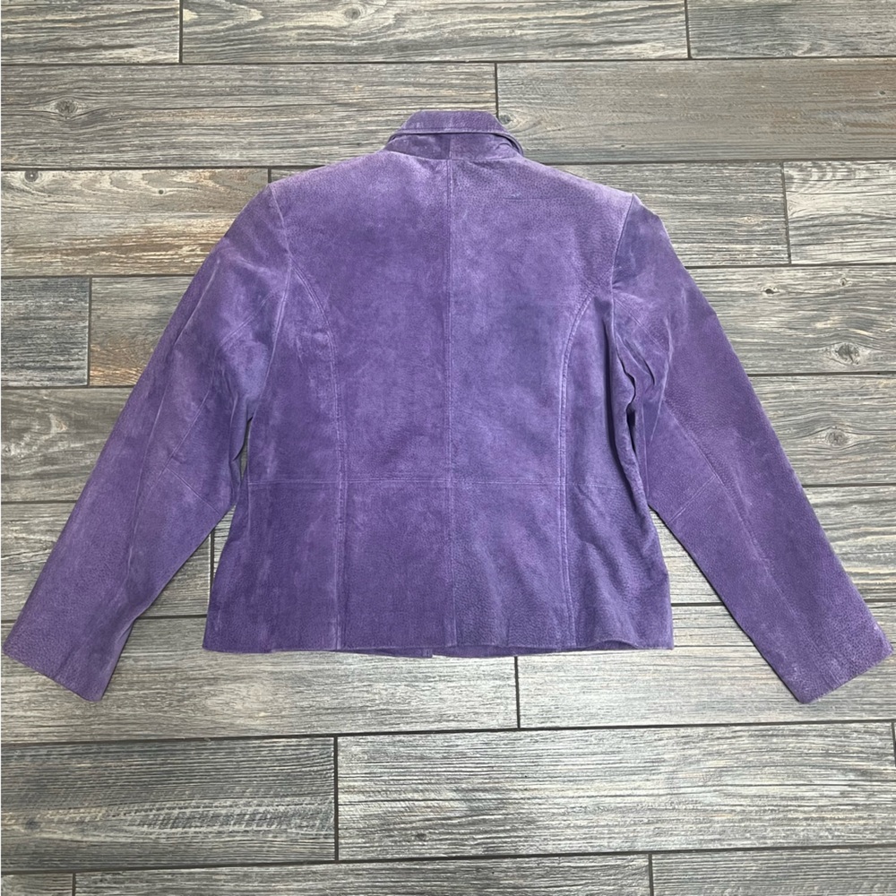 Vintage 90’s Relativity Purple Suede Blazer Jacket Size LP Large Petite Leather - Picture 6 of 16